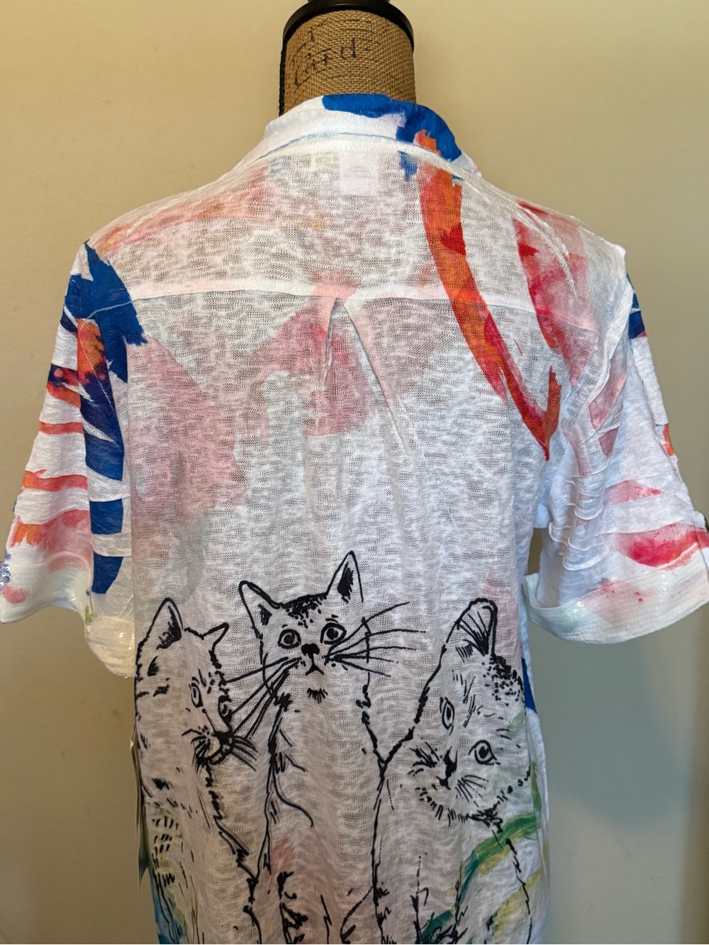 Fun cat button down top-New! - Picture 4 of 7